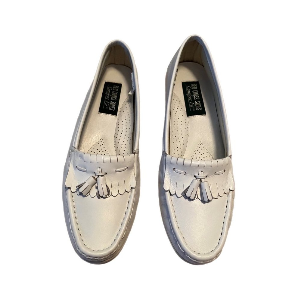 RED CROSS SHOES Comfort Fit Womens Size 10M White Leather Penny Loafers Softie